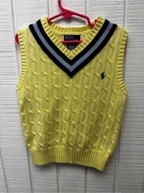 Polo Ralph Lauren Boys Size 6 Sweater Vest Yellow Preppy Sleeveless Knitwear